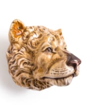 Hand Painted Ceramic Lioness Head Wall Sconce Vase