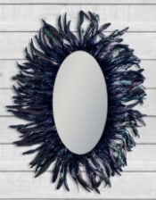 Large Oval Feather Framed Wall Mirror