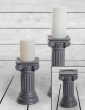 Matt Grey Small Ionic Column Ceramic Candle Holder