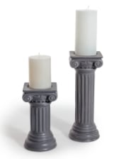 Matt Grey Small Ionic Column Ceramic Candle Holder