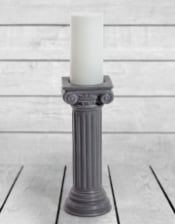 Matt Grey Large Ionic Column Ceramic Candle Holder