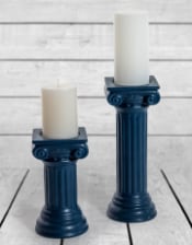 Matt Dark Blue Small Ionic Column Ceramic Candle Holder