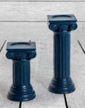 Matt Dark Blue Large Ionic Column Ceramic Candle Holder