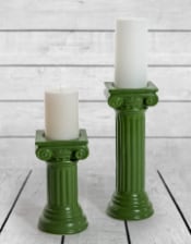 Matt Dark Green Small Ionic Column Ceramic Candle Holder
