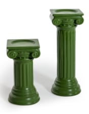 Matt Dark Green Large Ionic Column Ceramic Candle Holder