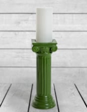 Matt Dark Green Large Ionic Column Ceramic Candle Holder