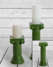 Matt Dark Green Large Ionic Column Ceramic Candle Holder