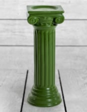 Matt Dark Green Large Ionic Column Ceramic Candle Holder