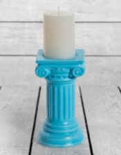 Matt Light Blue Small Ionic Column Ceramic Candle Holder