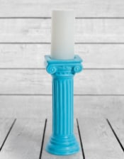 Matt Light Blue Large Ionic Column Ceramic Candle Holder