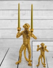 Antique Gold Standing Monkey Candelabra