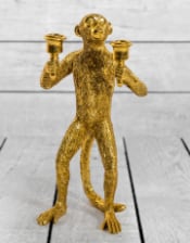 Antique Gold Standing Monkey Candelabra