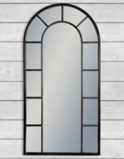 Antique Black Metal Arch Window Mirror