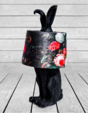 Matt Black Rabbit Ears Lamp with Boho Floral Shade