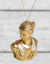 Gold Leaf Artemis Bust Hanging Decoration (to be bought in qtys of 4)