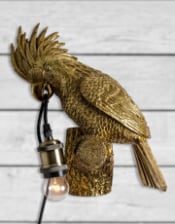 Antique Gold Cockatoo on Perch Wall Lamp