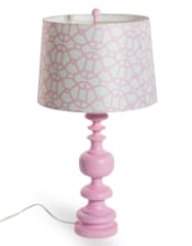 Matt Pink Column Table Lamp with Patterned Shade