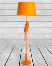 Matt Orange Parrot Floor Lamp with Orange Shade