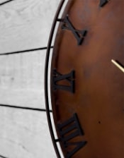 Large Antiqued Iron Industrial Wall Clock