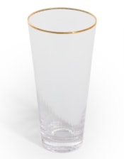 Set of 6 Traditional Highball Glass Tumblers with Gold Rims