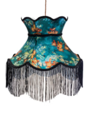 Floral Design Tall Black Frilled Lampshade (Use As Pendant or Shade)