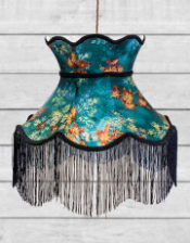 Floral Design Tall Black Frilled Lampshade (Use As Pendant or Shade)