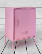 Pink Metal Bedside Cabinet (RH Opening)