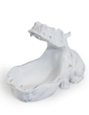 Antiqued White Hungry Hippo Storage Bowl (to be bought in qtys of 2)