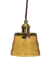Antique Brass Pendant Light with Amber Glass Shade