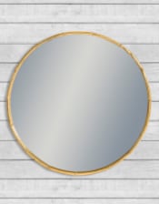 Antique Gold Round Metal Bamboo Wall Mirror (to be bought in qtys of 2)