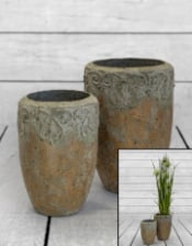 Tall Gold and Cream Eco S/2 Garden Planters