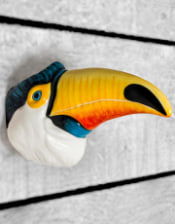 Hand Painted Ceramic Toucan Head Wall Sconce Vase