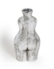 Antique Silver Small Female Body Ceramic Stem Vase