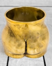 Antique Gold Large Booty Flower Pot/Storage Jar