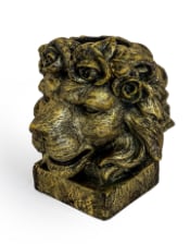 Large Antique Gold Effect Lion Head Planter