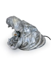 Antique Silver Roaring Hippo Table Lamp