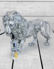 Antique Silver Prowling Lion Table Lamp