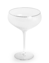 Set of 6 Large Traditional Coupe Champagne Glasses with Silver Rims