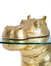 Large Gold Hippo Glass Top Side / Coffee Table