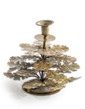 Antique Gold Oak Leaf Candle Holder