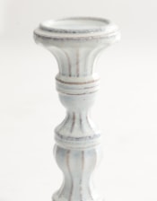 Ornate Aged White Ceramic Candle Holder