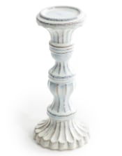 Ornate Aged White Ceramic Candle Holder