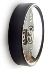 Black with Gold Numerals Moving Gears Clock