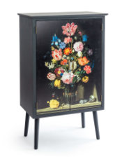 Tall Floral Bouquet Boho Side Cabinet