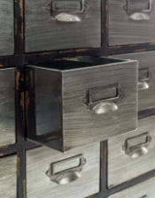 Brushed Steel Multi Drawer Apothecary Cabinet