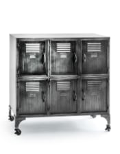 Antiqued Industrial Large Iron Storage / Side Cabinet