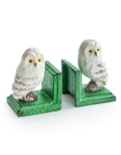 Cast Iron Antiqued Pair of Owl Bookends
