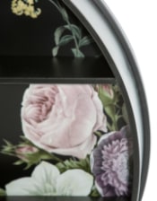 Large Black Floral Metal Wall Unit with Shelves