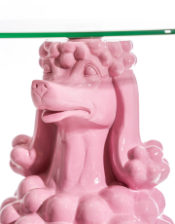 Sitting Pink Poodle Side Table w/ Glass Top