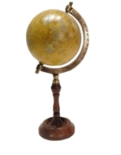 Antique Brown Globe on Wooden Stand